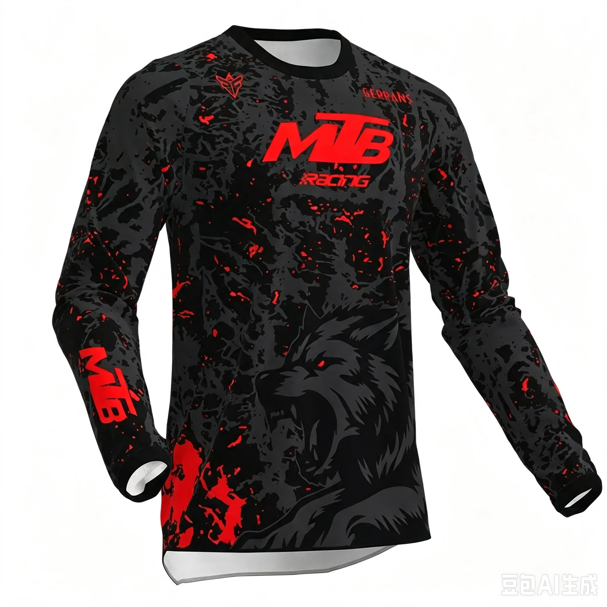 Crew Neck Long Sleeve MTB Jersey Abstract Print Quick Dry Breathable Motocross Downhill Bike Riding Shirt Family Outfits