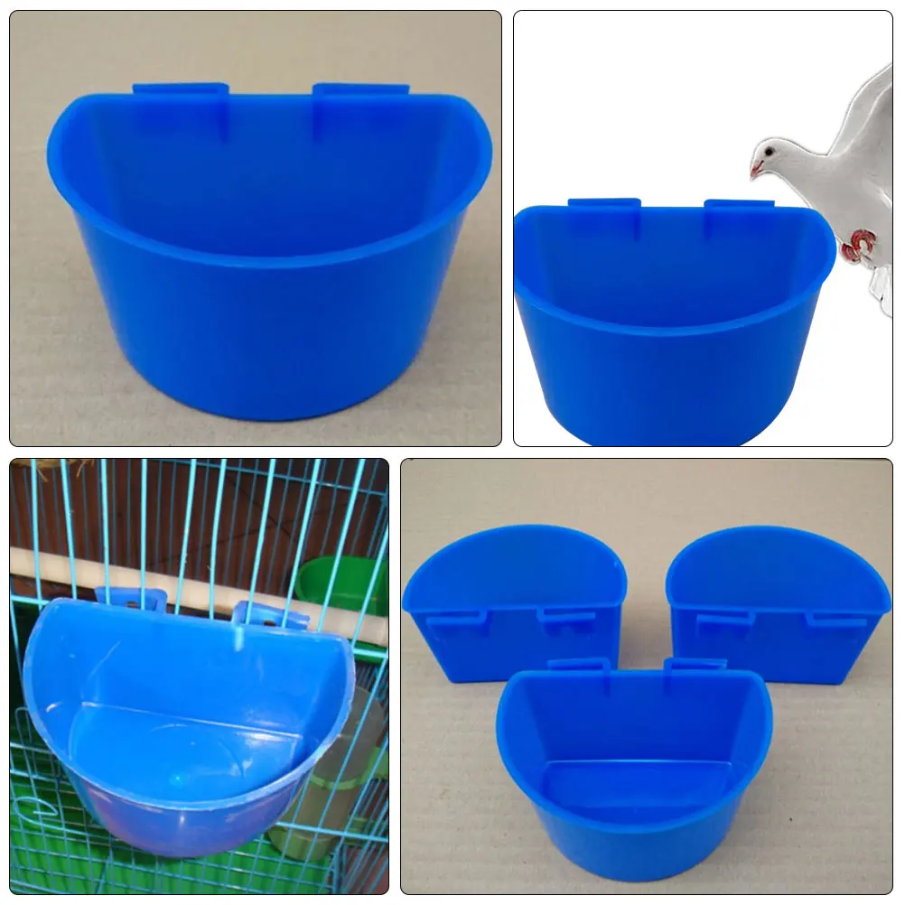 

10pcs Health Sand Cup Durable Bird Water Cups Feeder Bowl Cage Blue Pigeon Lightweight Easy Clean Semicircle Design Suitable