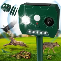 Ultrasonic Cat Dog Repellant Outdoor Solar Power Rechargeable Garden Waterproof  Repellers Cat Deterants for Animals LED Light