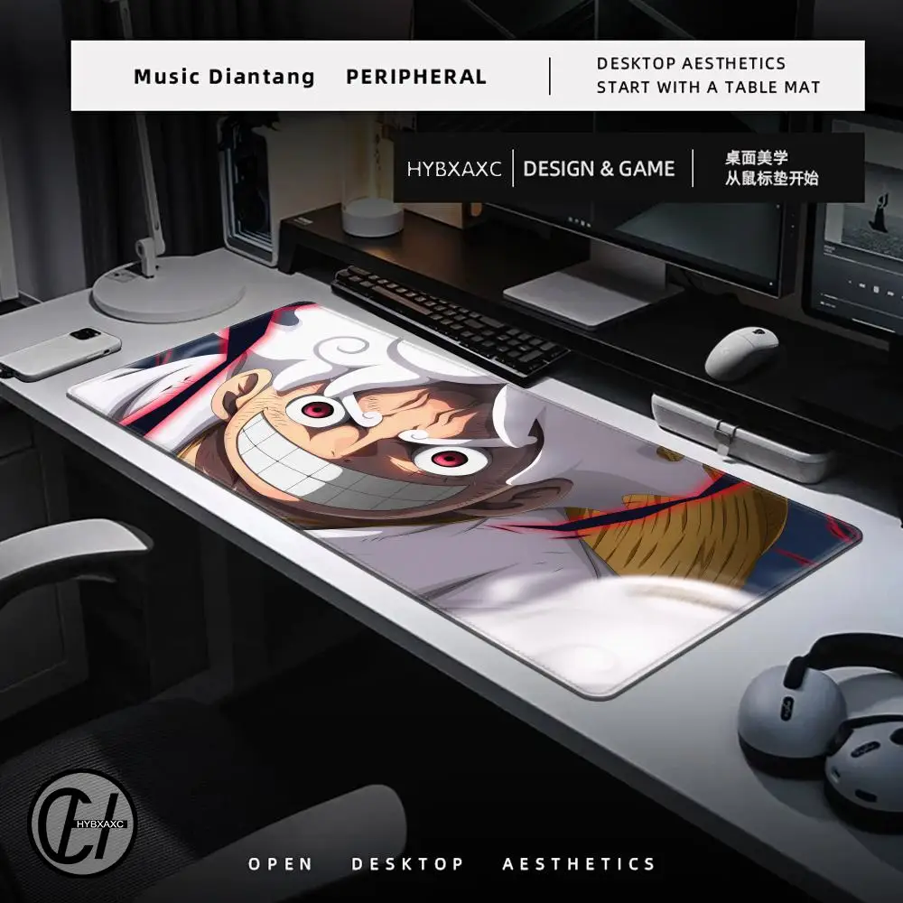 Luffys-Gear5 Desk Mat Large Mousepad Anime Mouse Pad O-One-PieceS Pc Accessories Gamer Keyboard Xxl Gaming Extended Mats