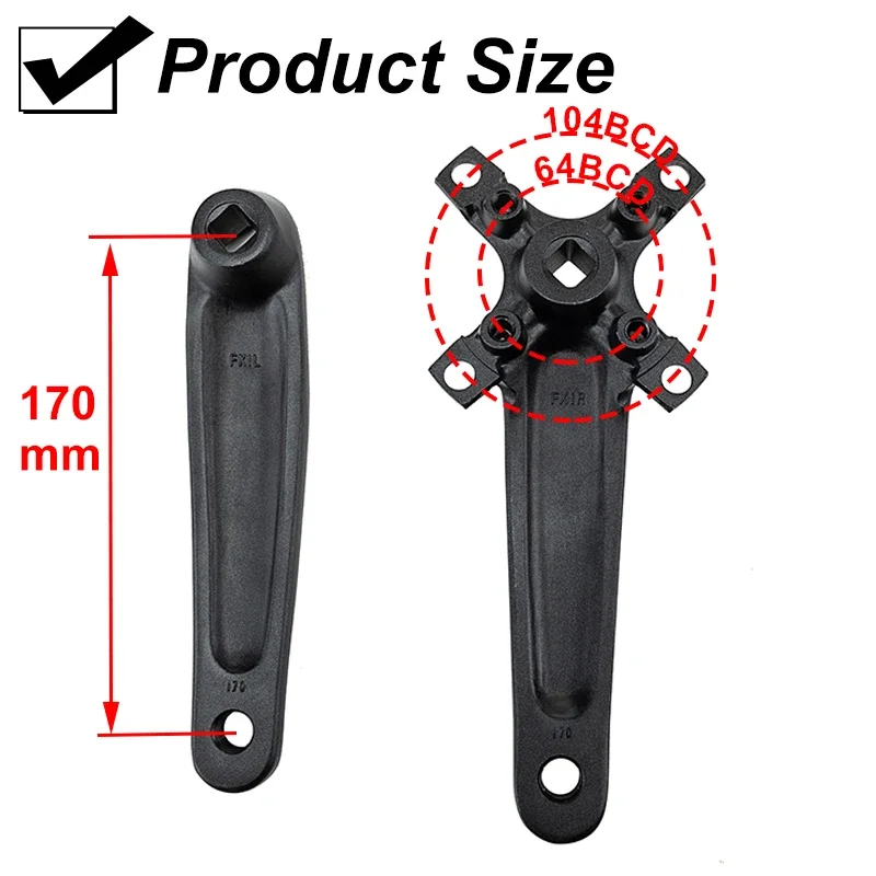 BUCKLOS MTB Crank Square Taper BCD 104 170mm Single Crank Arm for 8/9/10/11s Ultralight Mountain Bicycle Crank Set Cycling Parts