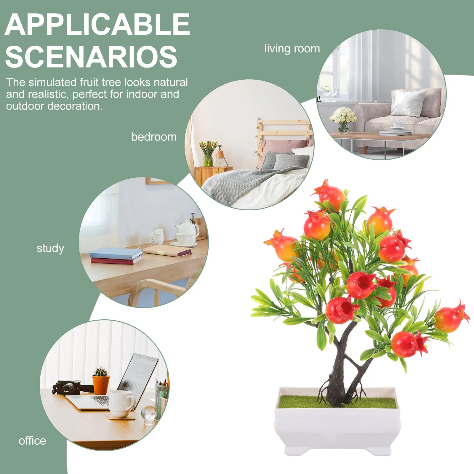 

Faux Pomegranate Tree with Pot Realistic Fruit Plant Decor for Home Office Table Desktop Adornment Faux Pomegranate Tree