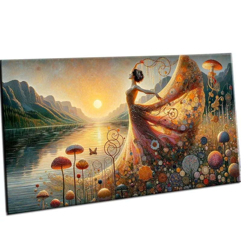 Large DIY Klimt Style Beautiful Dancing Woman,Diamond Painting Large Size Cross Stitch Kits Mosaic Diamond Embroidery Home Decor