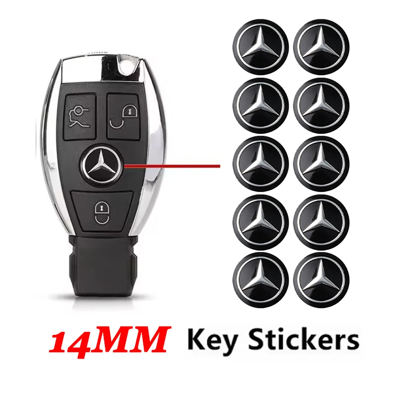 14mm Car Key Emblem Stickers Accessories For Mercedes Benz AMG E S C A B G Class GLE GLS CLS GLC CLA GLA GLK GLB W205 W206 W221