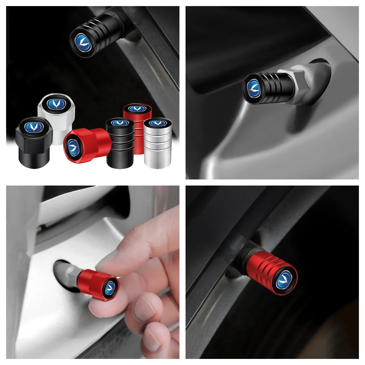 Changan Logo Wheel Tire Valve Caps 4Pcs For CS75 Plus CS55 Plus CS35 Plus UNI‑V UNI‑K Anti‑Dust Air Valve Stem Protector Trim Pa