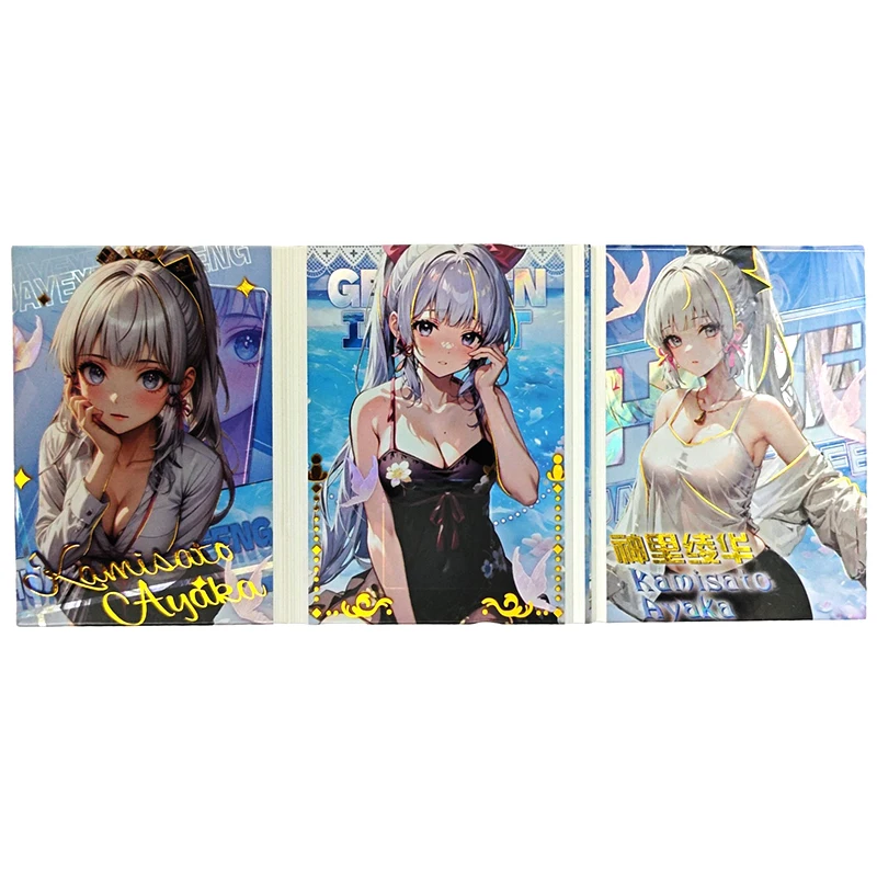 Goddess Story Tri-Fold Series Kamisato Ayaka Ram Anime Characters Rare Collection Flash Card Cartoon Toys Christmas Gift