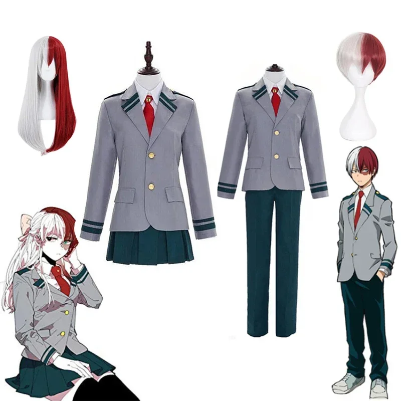 Anime My Hero Academia Cosplay Todoroki Shoto OCHACO URARAKA Midoriya Izuku Costume Wig School Uniform Halloween Clothes Costume