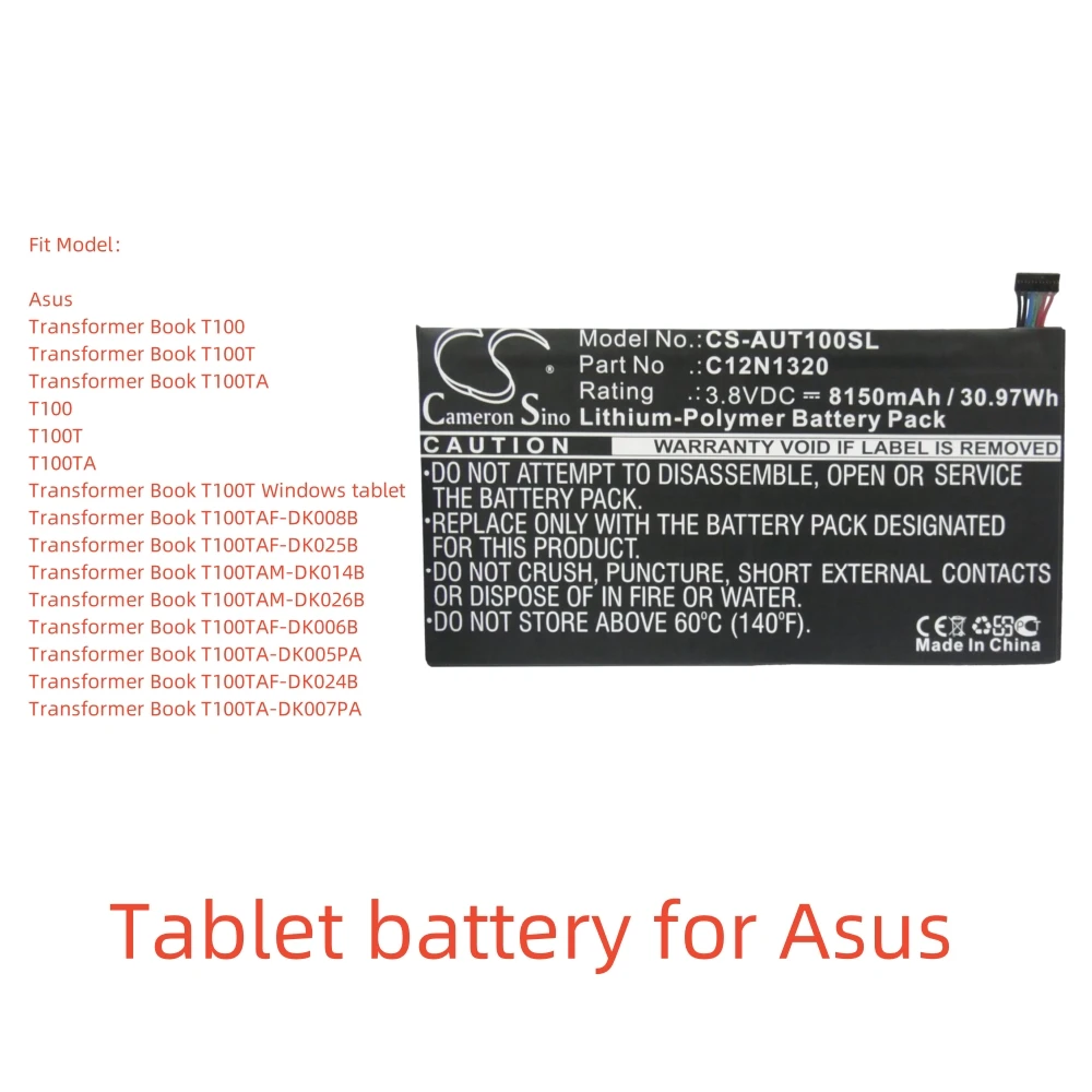 

Li-Polymer Tablet battery for Asus,3.8V,8150mAh,Transformer Book T100 T100T T100TA,C12N1320 0B200-00720300