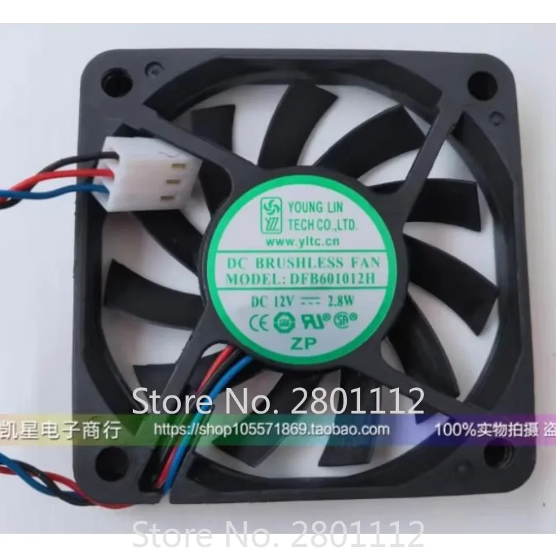 Fan for YOUNG LIN DFB601012H DC 12V 2.80W Cooling Fan 6010 6CM 60*60*10MM