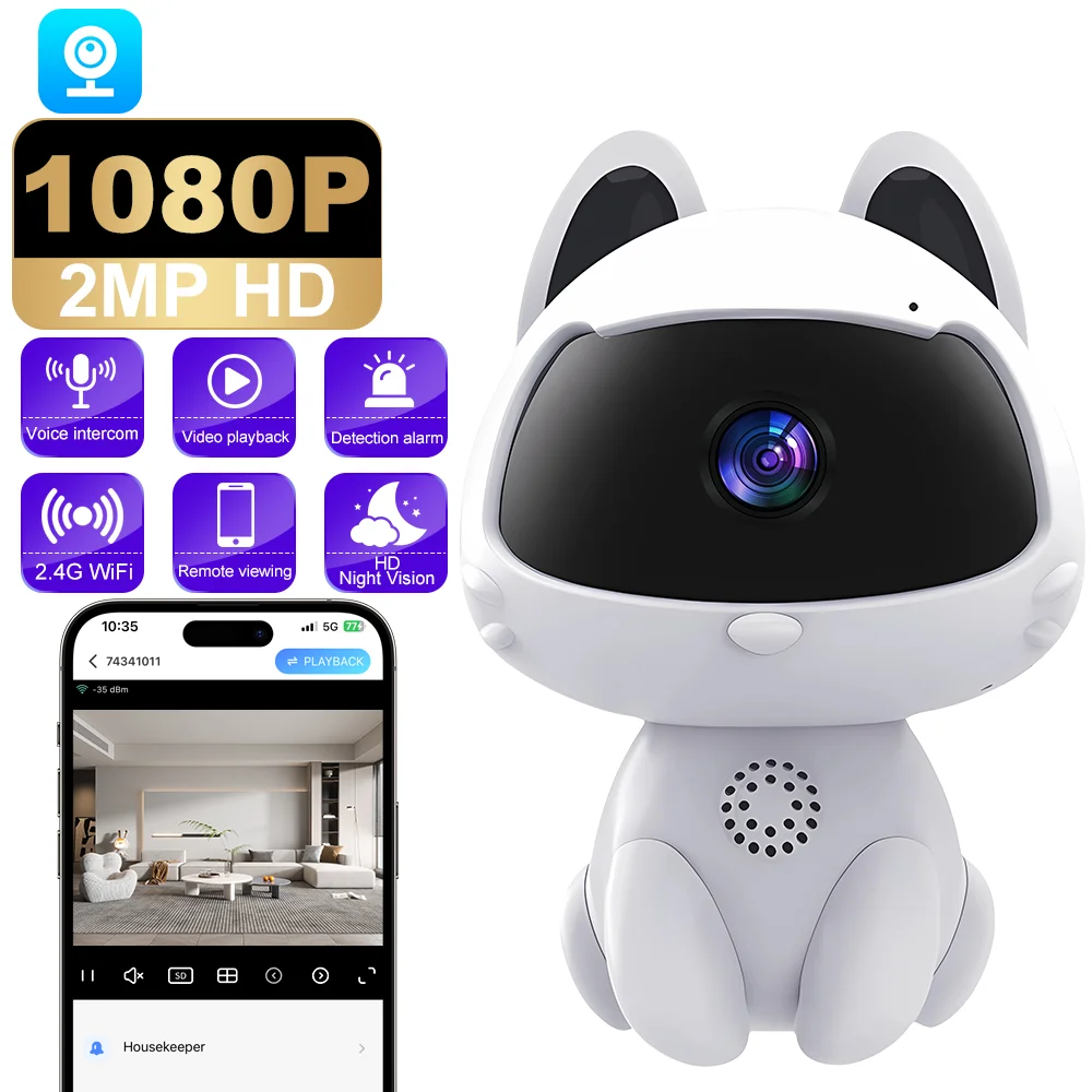 

Камера IP-видеонаблюдения V380 HD WiFi, домашняя камера безопасности, видеоняня, автоматическое отслеживание движения, двусторонняя аудиосвязь, камера для внутреннего наблюдения