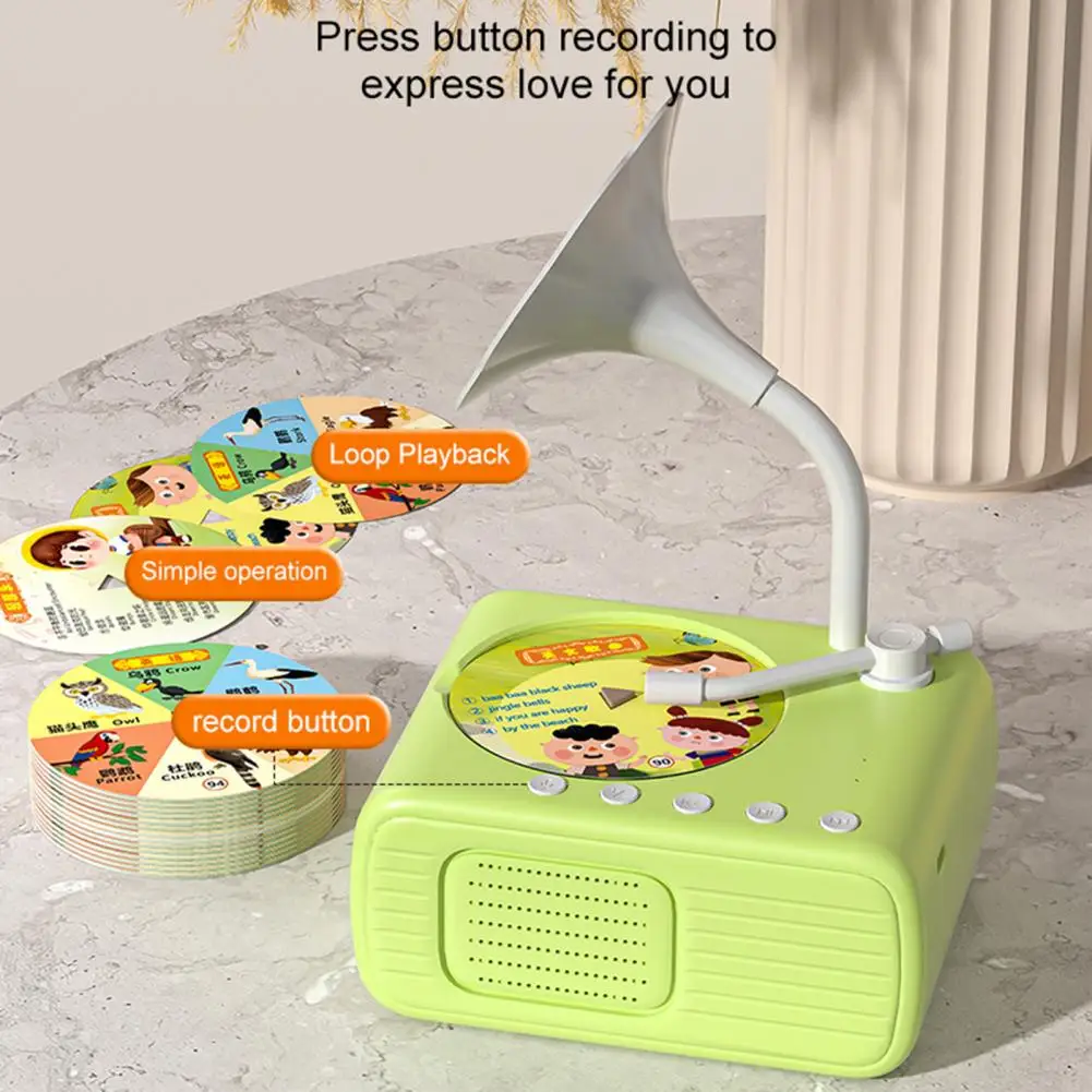 Kids Gramophone Storytelling Gramophone Toy for Kids with 96 Cards Early Education Phonograph Music Recorder Box for Toddlers