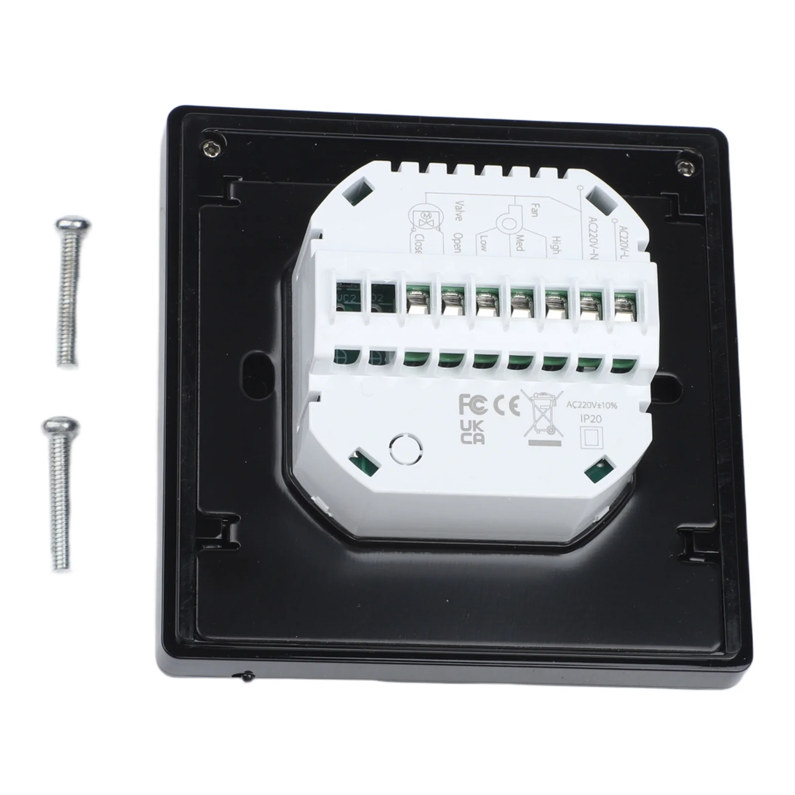 Black Smart Temperature Controller 60mm European Cassettes Acrylic Panel Design Energy-efficient Scheduling Home Comfort