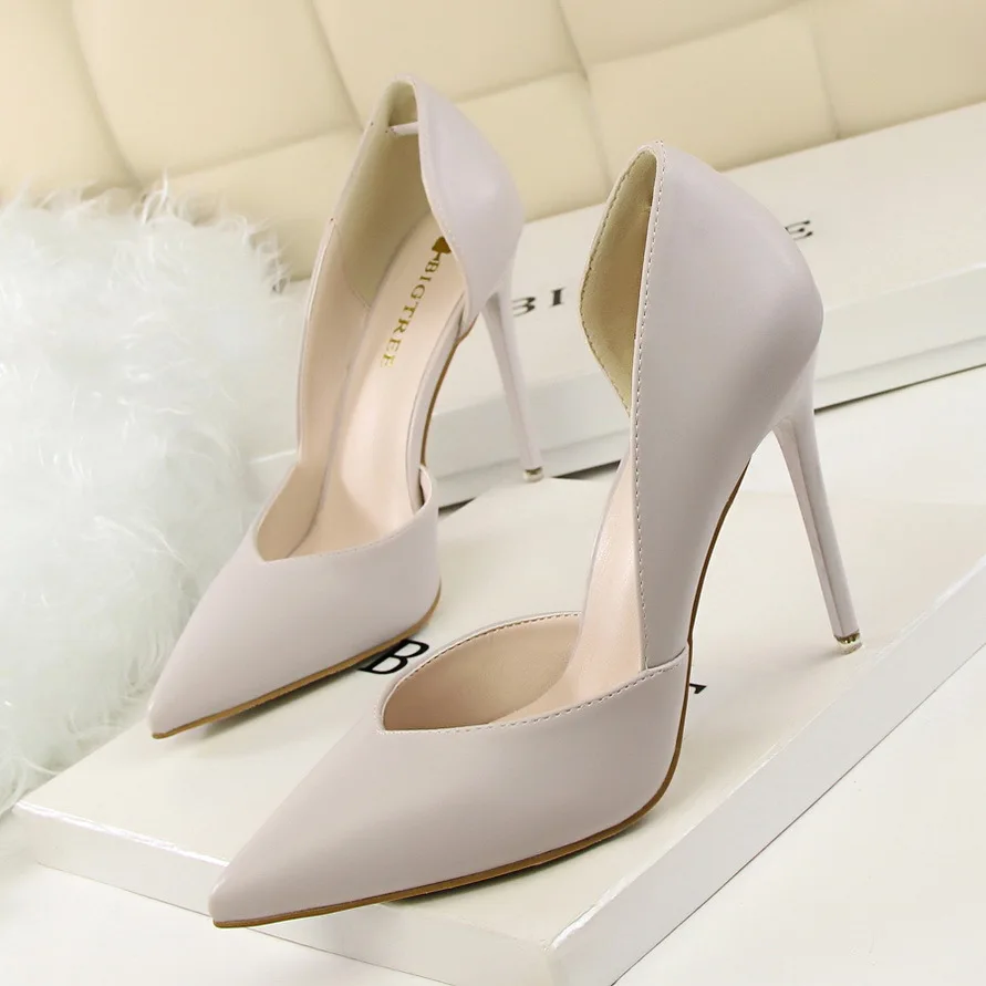 Beige High Heels Slip Om Slimming Shoes Lace-up Sandals Ladies Shallow Mouth Branded Pumps Pointed Wedge Transparent Stiletto