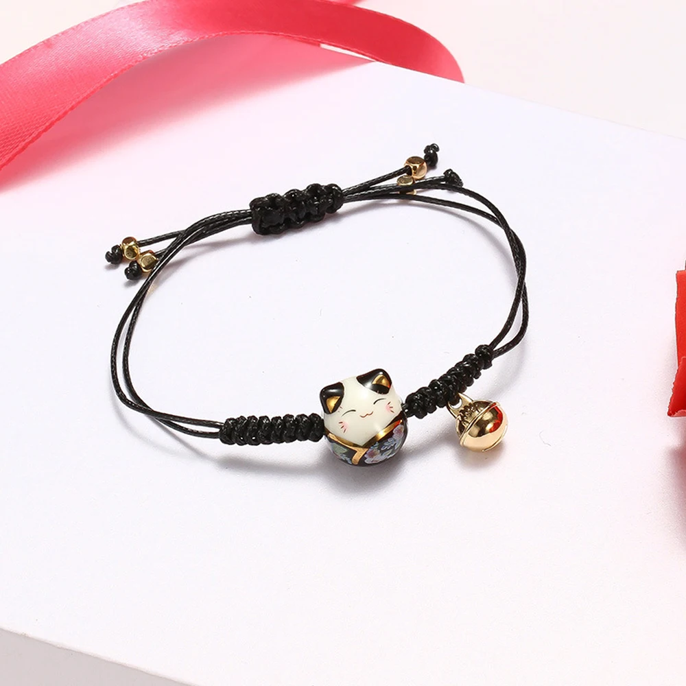 Accessories Lovers Bell Braided Rope Transfer Lucky Ceramics Cat Fashion Jewelry Zodiac Hand Rope Red Rope Bracelet Women Gifts