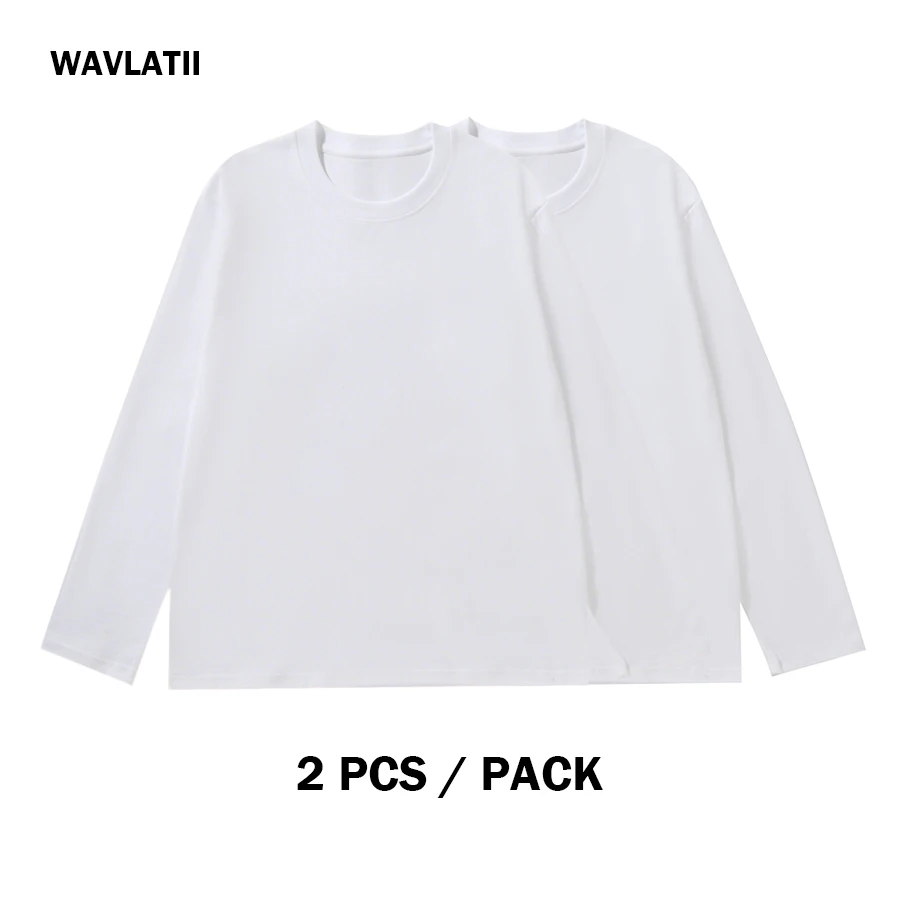 Picture 3: WAVLATII New Women Basic Long Sleeve T shirts Male White Black Casual Elasticity Sporty Tees Unisex Solid Spring Autumn Tops
