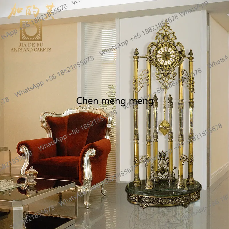 European floor clock living room villa standing clock creative bronze crystal clock light luxury import