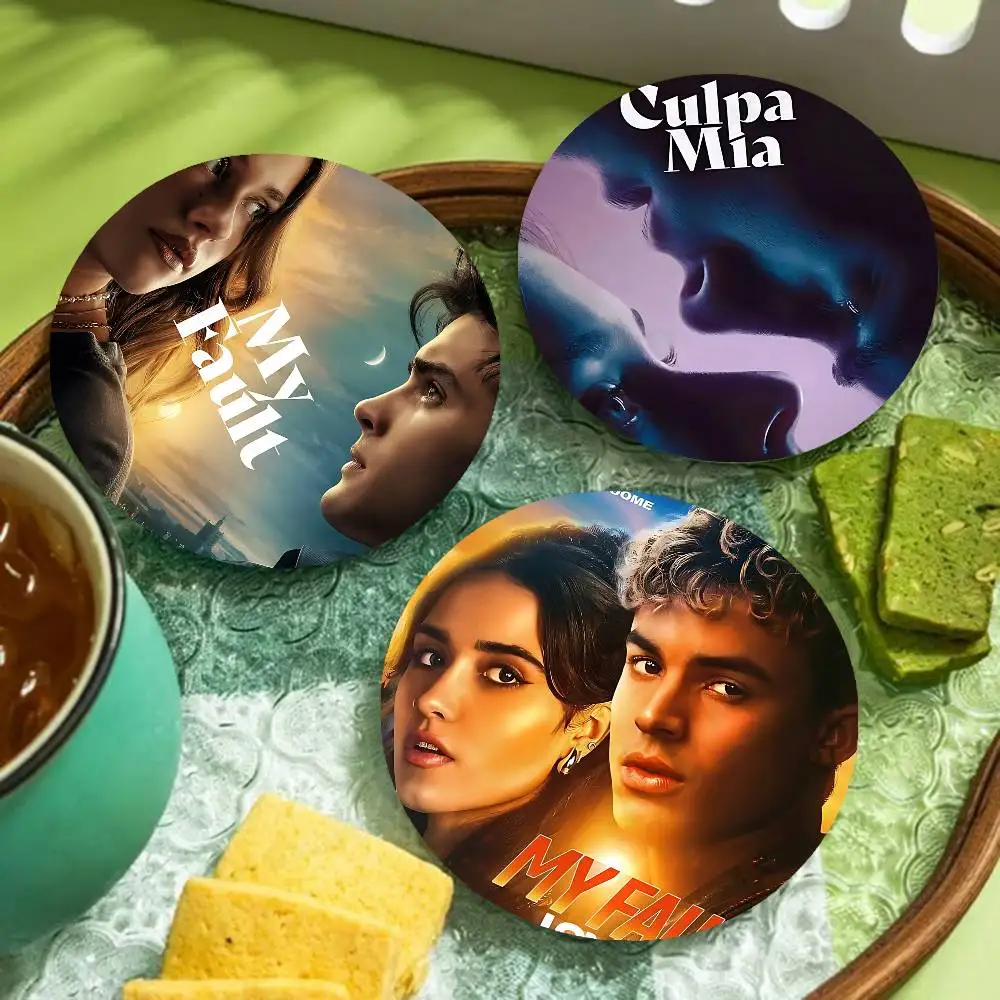My Fault Culpa Mia Youthful Love Movie Wood Coasters Colorful Round Coaster Non-slip Heat Insulation Coffee Mats Home