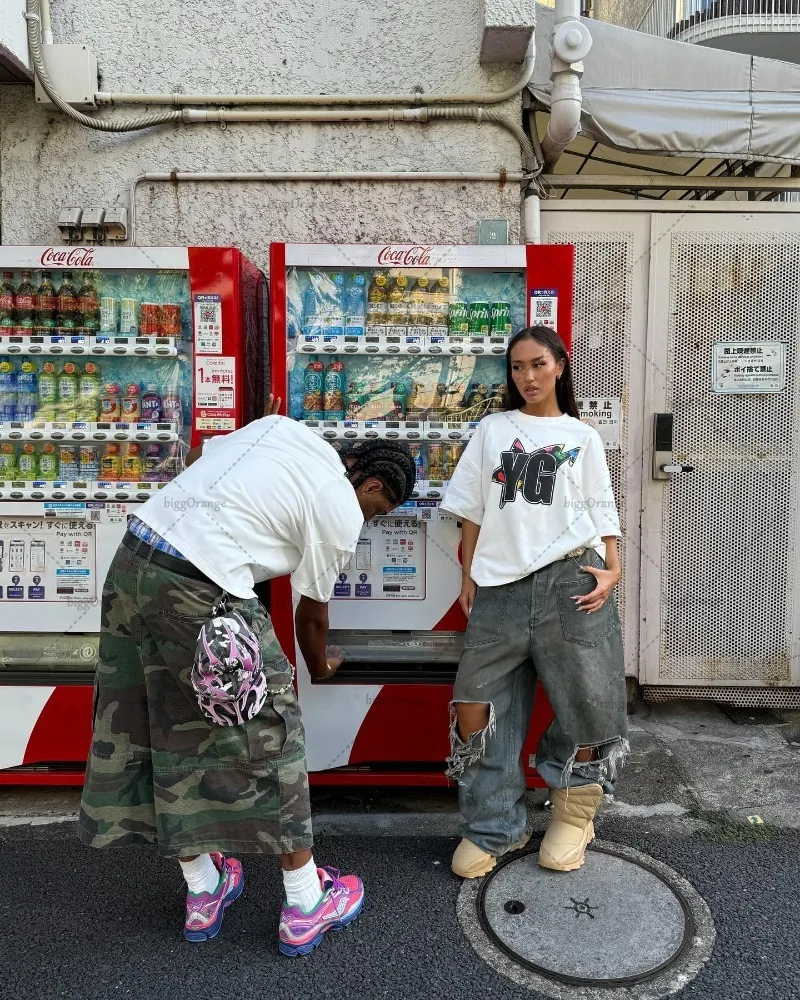 Amerikanischen Harajuku Retro Brief Drucken Mode Persönlichkeit Lose T-shirt Frauen Straße Hip-hop