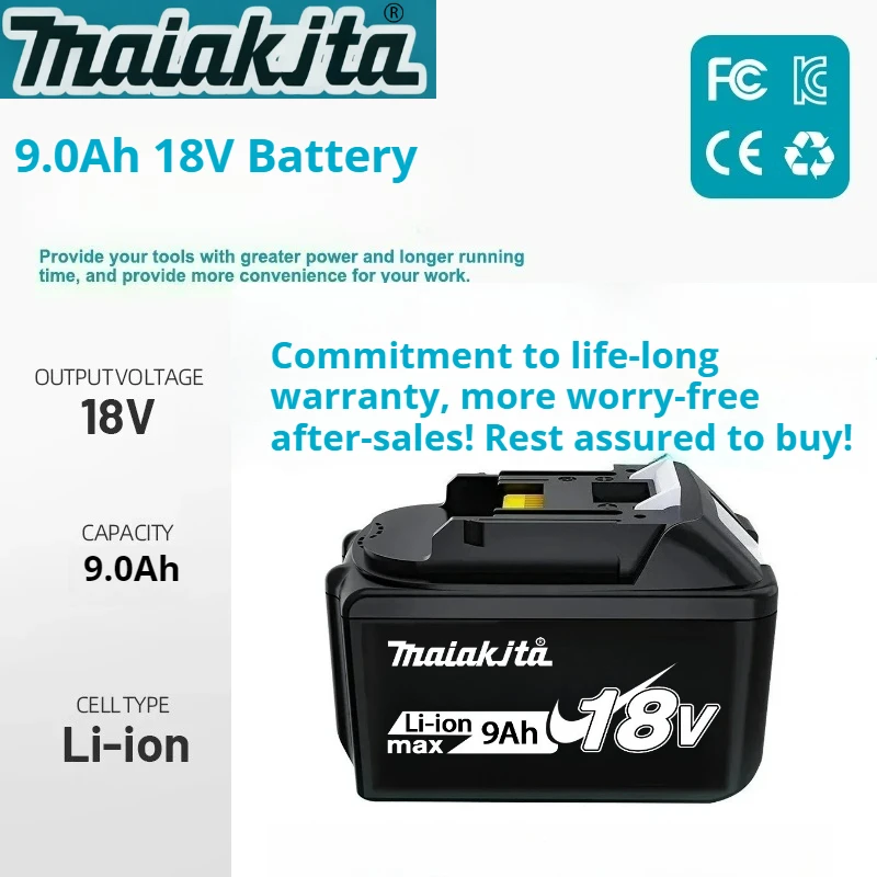 

100% Original maiakjta 18v battery 6.0 Ah Rechargeable ,for Power Tool makita 18 v Battery, Replaceable LED Lithium-ion, BL1860B