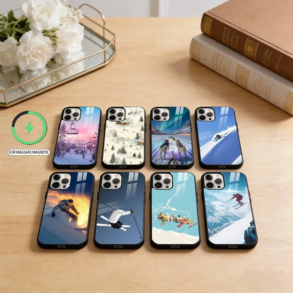 

Snow Mountain Skiing Ski Phone Case For iPhone17,16,15,14,13,12,11 Plus,Pro Max Magnetic For Magsafe Wireless Charging