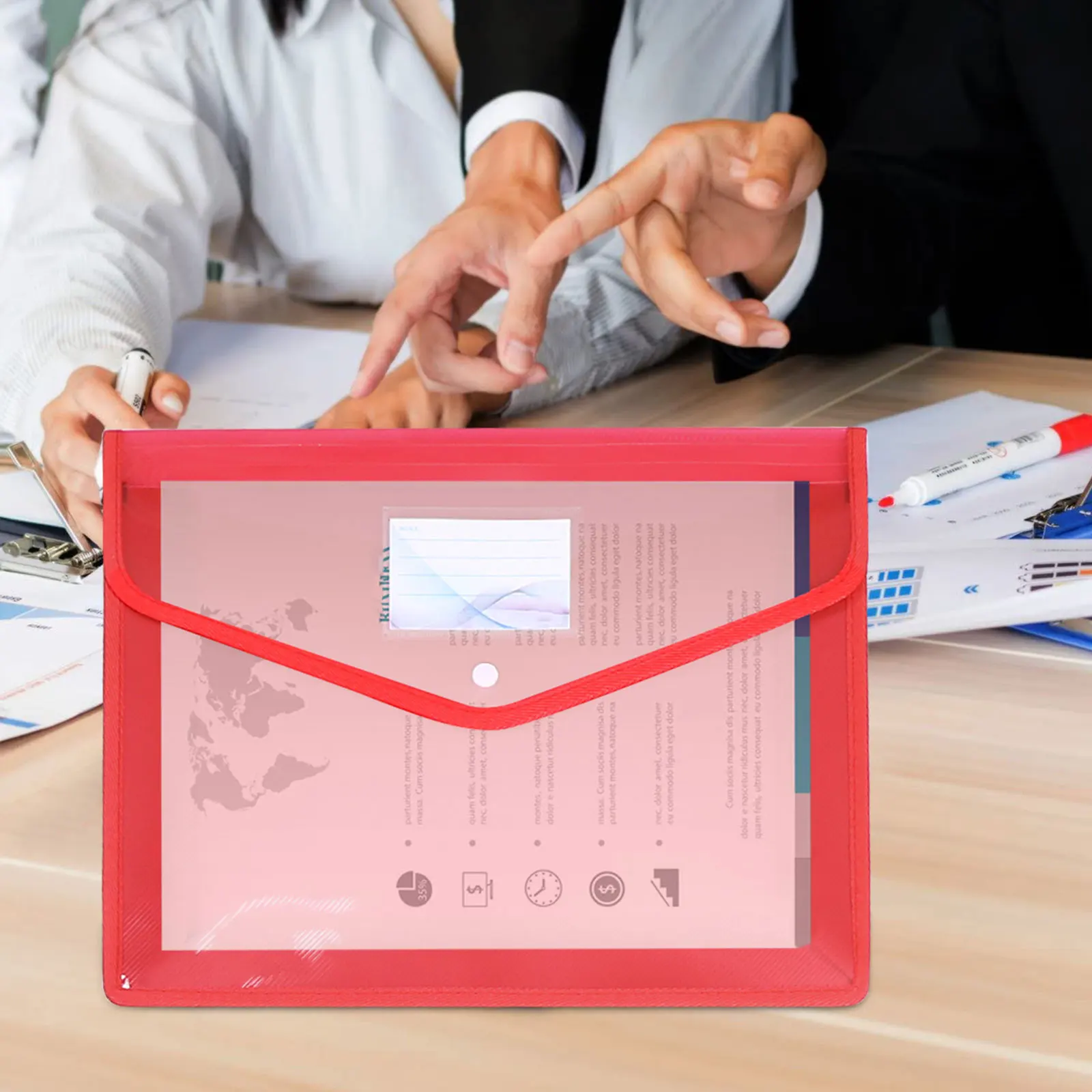 

3Pcs PVC Waterproof Document Folder Clear A4 File Holder Document Organizer Button Closure Office Storage Pouch Lightweight