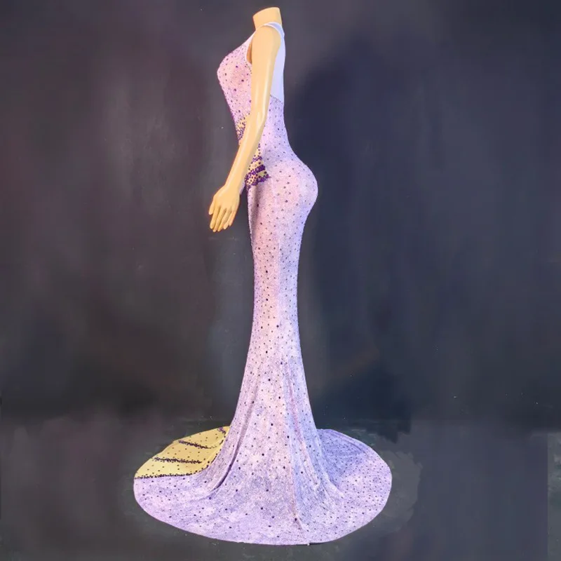 เพชรสีชมพูยาวเสื้อผ้าไนท์คลับบาร์ปาร์ตี้ SLIM FIT ชุดนักร้องรุ่น Catwalk จัดเลี้ยง PARTY Dresses สําหรับผู้หญิง Elegant PARTY