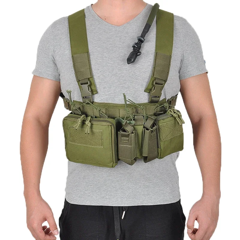 

Зеленый тактический жилет CS Match Wargame TCM Chest Rig Airsoft Pack Magazine Pouch Кобура Molle Waist Men Airsoft Hunting Vest Gear