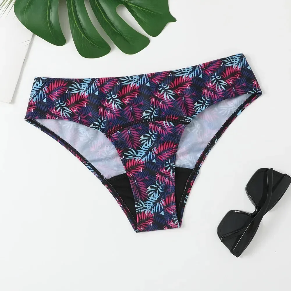 สุภาพสตรี 2024 ชุดว่ายน้ําLeafดอกไม้บิกินี่กางเกงว่ายน้ําสไตล์ใหม่เย็บกางเกงเซ็กซี่บิกินี่แฟชั่นAll-Match Trend