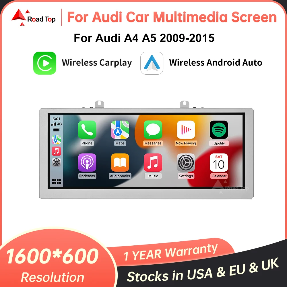 RoadTop Linux Screen Wireless CarPlay Multimedia Display Android Auto For Audi A4 A5 B9 2009-2015 with Airplay Miracast Function