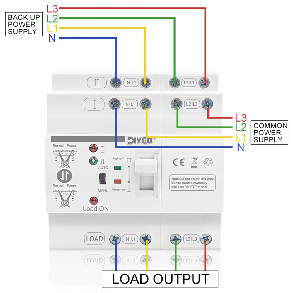 Automatic Transfer Switch ATS Dual Power Electrical Selector Switches 110V/220V DIN Rail For Ground-Mount/Rooftop Solar Systems