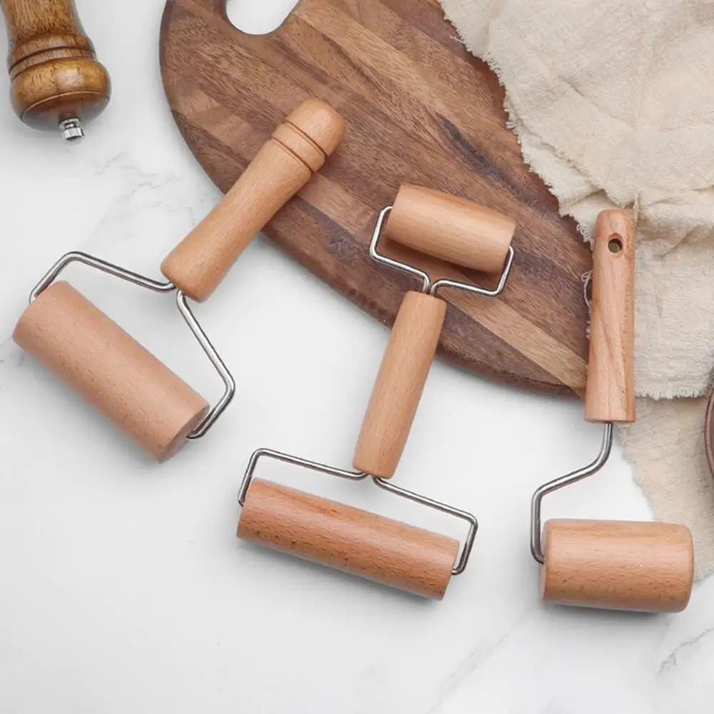 Wood Rolling Pin Non-Stick Dough Roller for Pizza Pastry Easy-Clean Ergonomic Essential Mini Dough Rolling Pin Baking Tool