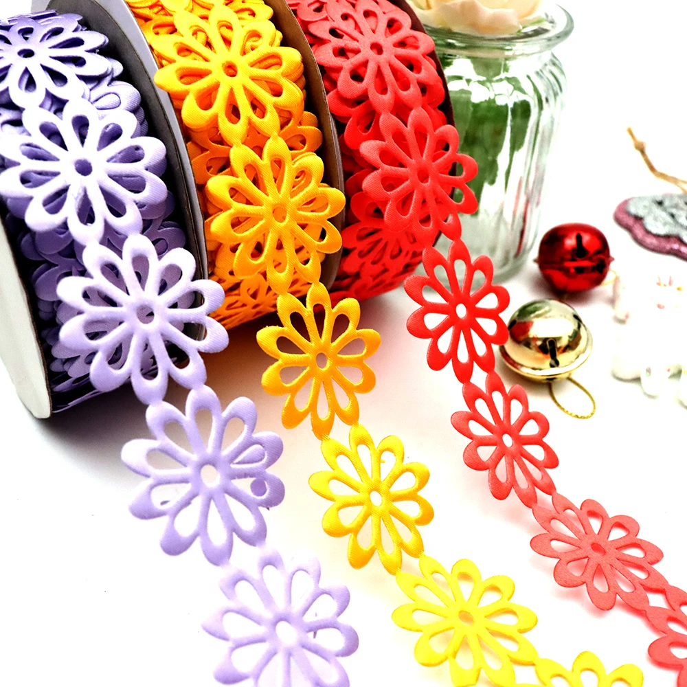 20yards Hollowed Flower Ribbon Embossed Sunflower Trim Lace Fabric Patch For DIY Handcraft Headwear Garment Scraphbook Gift Wrap