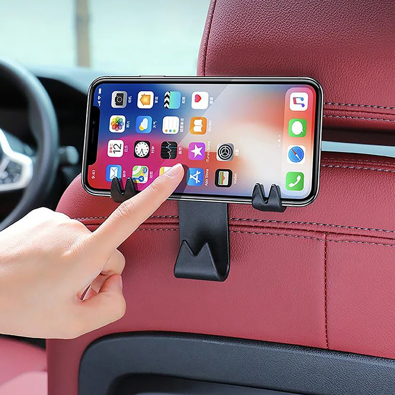 Portable Storage Hook Car Headrest Hidden Hook And Phone Holder Car Seat Back Hanger Phone Holder Rack Auto Clips