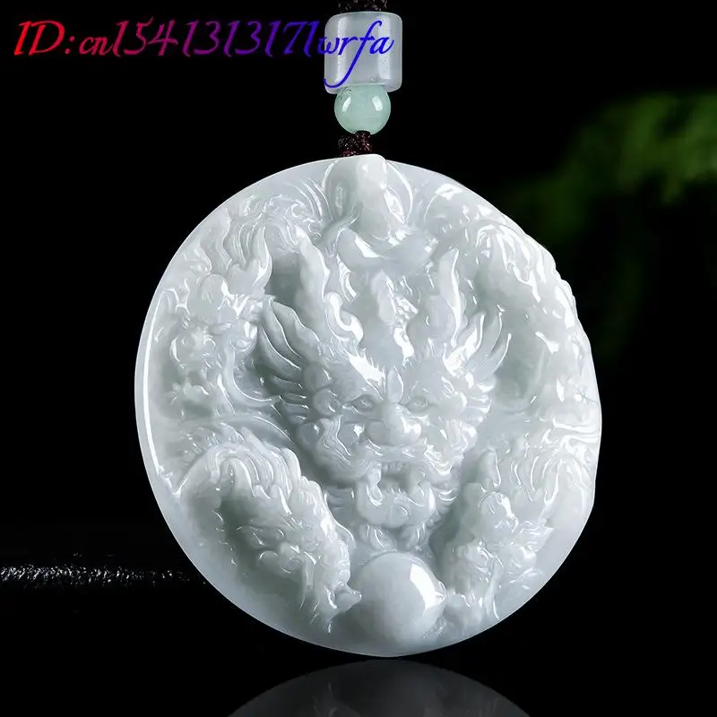 White Myanmar Jadeite Dragon Pendant Necklace Real Jewelry Fashion Accessories Natural Burmese Jade Gifts for Women Charm