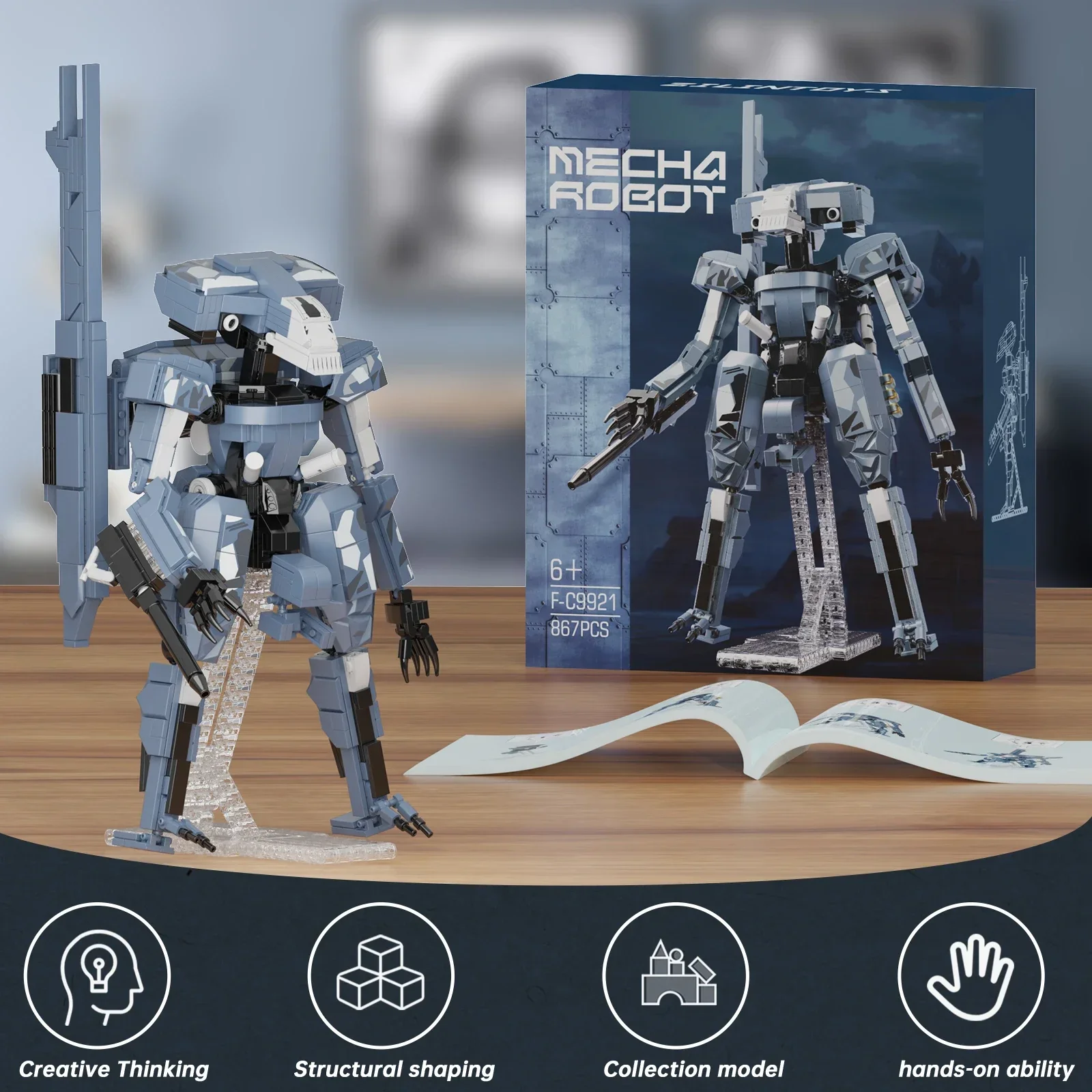 MOC Metal Gear Mech Robot modelo MGS metales sólidos Mecha juego de bloques de construcción DIY rompecabezas juguetes para niños regalo de cumpleaños 867 Uds