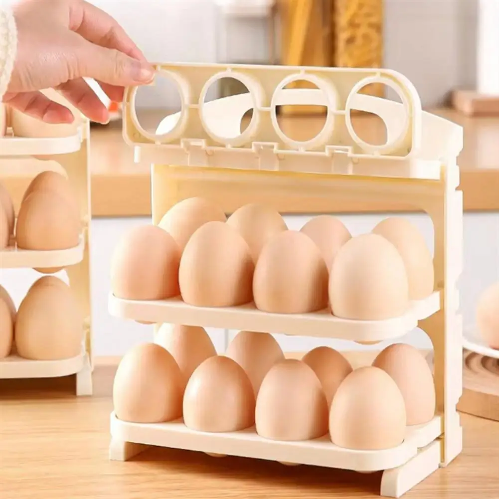 Refrigerator Egg Rack Large Capacity 3-tier Egg Rack Organize Store 24 Eggs Efficiently in Kitchen or Fridge Egg Container