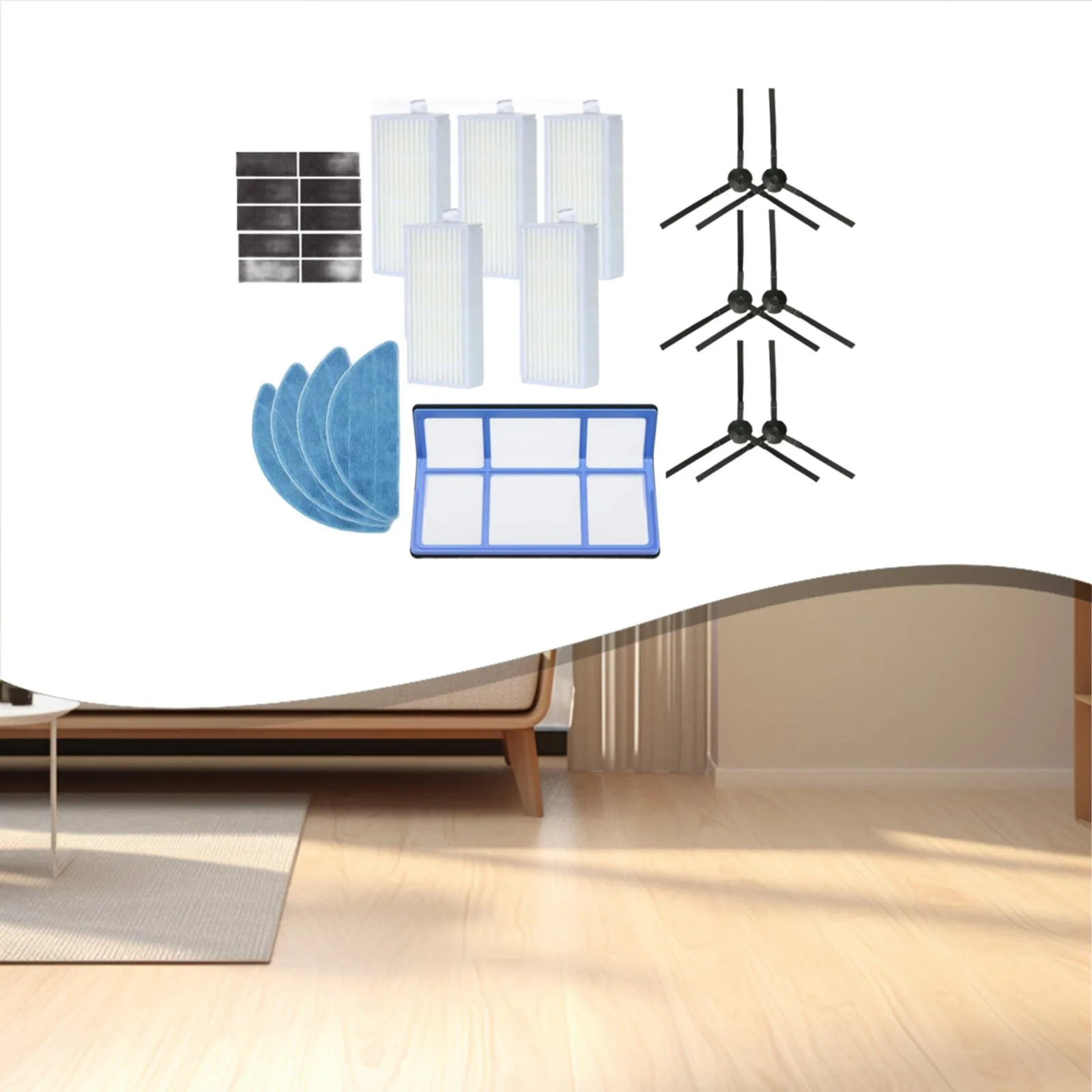

For ILIFE Robot Mop Spare Parts Set for V3 For V3s V5 For V5s Includes Side Brushes Mops Filters Paste Strips and Primary Filter