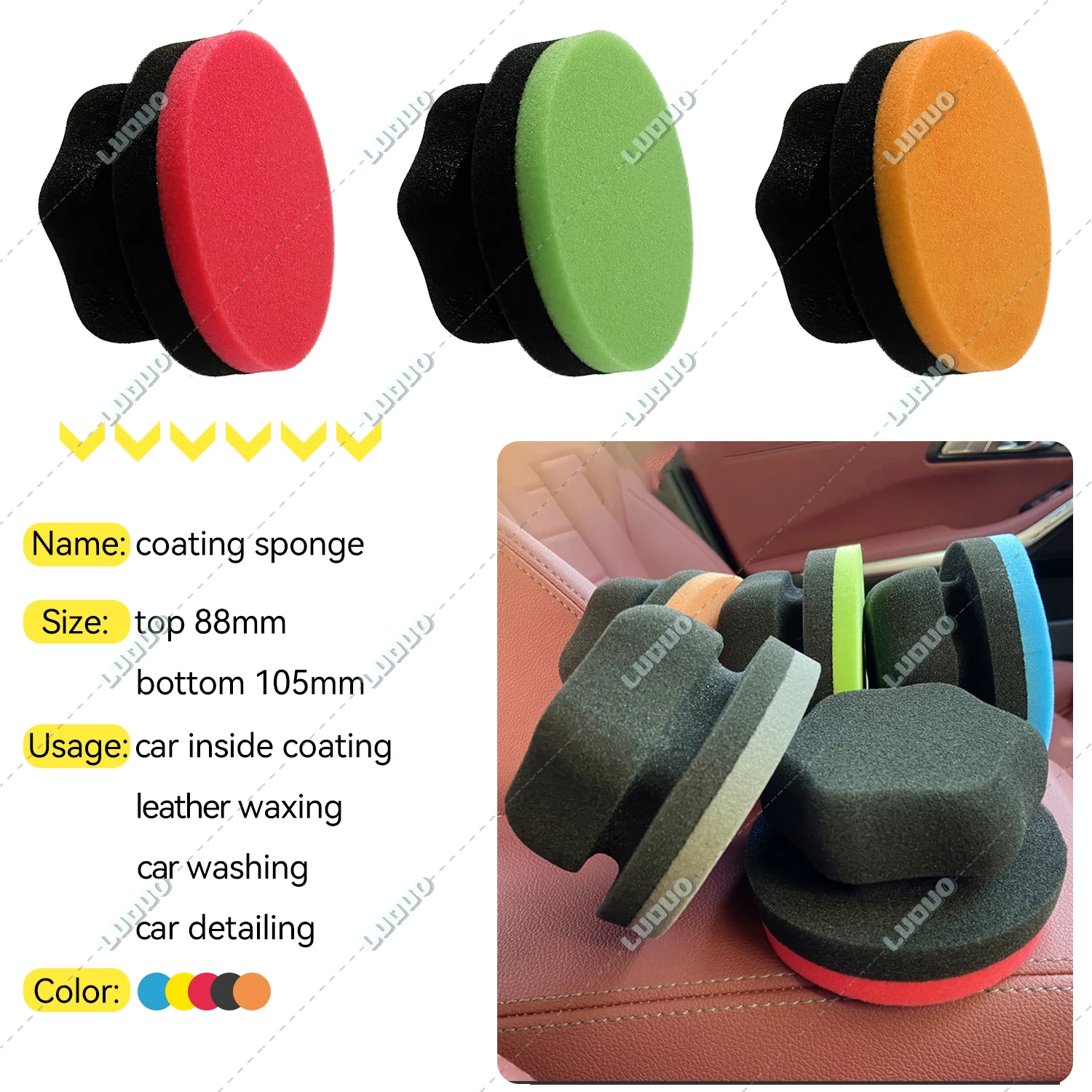 Car Waxing Polishing Sponge Hexagonal Grip Applicator Tire Wax Pad For Car Detailing Coating Wheel Shine Cleaning Washing