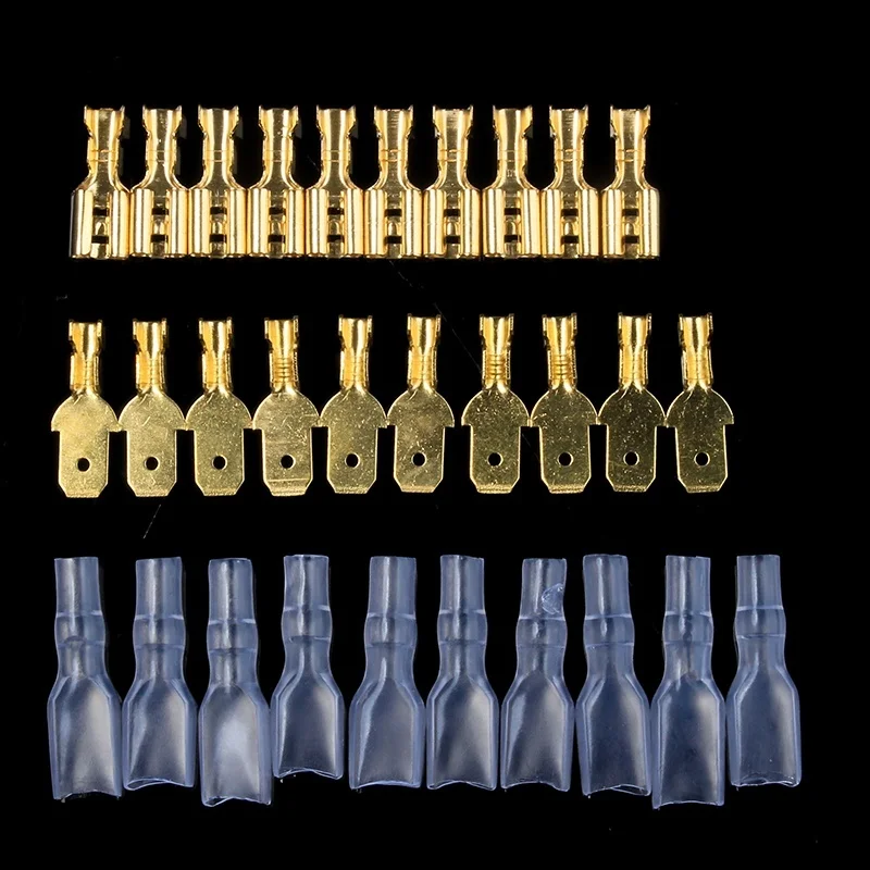 200/100PCS Female/Male Spade Terminals Wire Connectors Crimp Terminals Crimp With Transparent Insulating Sleeves  2.8/4.8/6.3mm