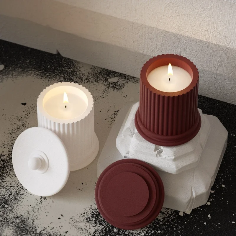 DIY Romawi pilar lilin cangkir silikon cetakan aromaterapi gipsum ornamen lilin epoksi Resin cetakan kerajinan penyimpanan