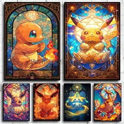Pokemon Classic Anime Figures Print Canvas Painting Wall Art Posters Lattice Charizard Pikachu Picture Home Decor Kids Gifts