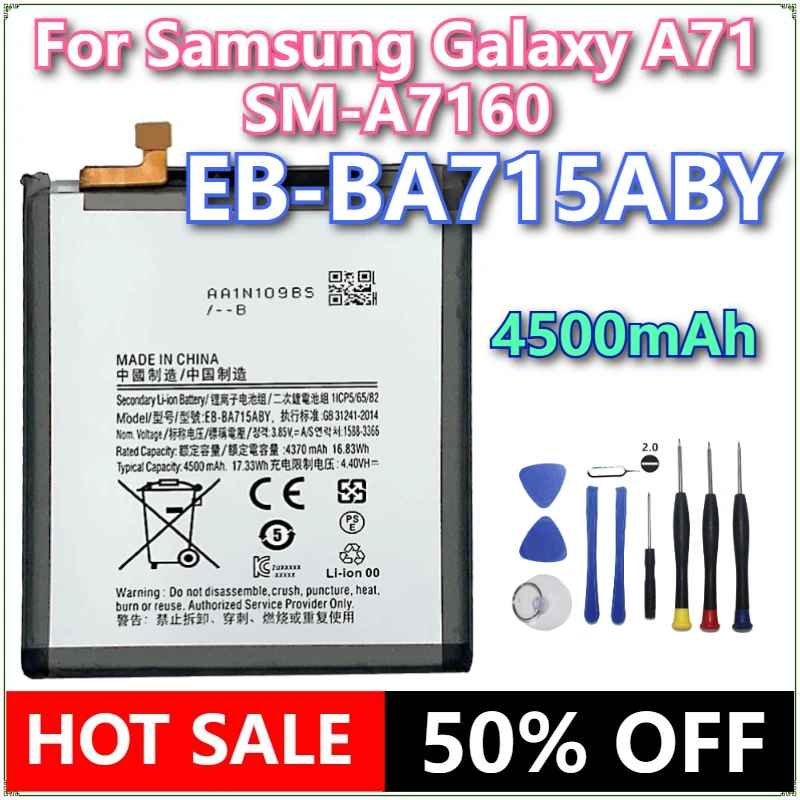 

Совершенно новый сменный аккумулятор для мобильного телефона EB-BA715ABY 4500 мАч для Samsung Galaxy A71 SM-A7160 A7160, аккумуляторы для мобильных телефонов