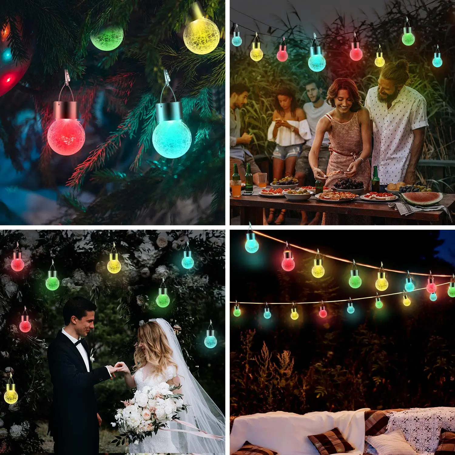 LED Hanging Solar Lights Outdoor Waterproof LED Landscape Lighting with Handle Clipfor Garden Yard Patio Fence Tree Decor Lights