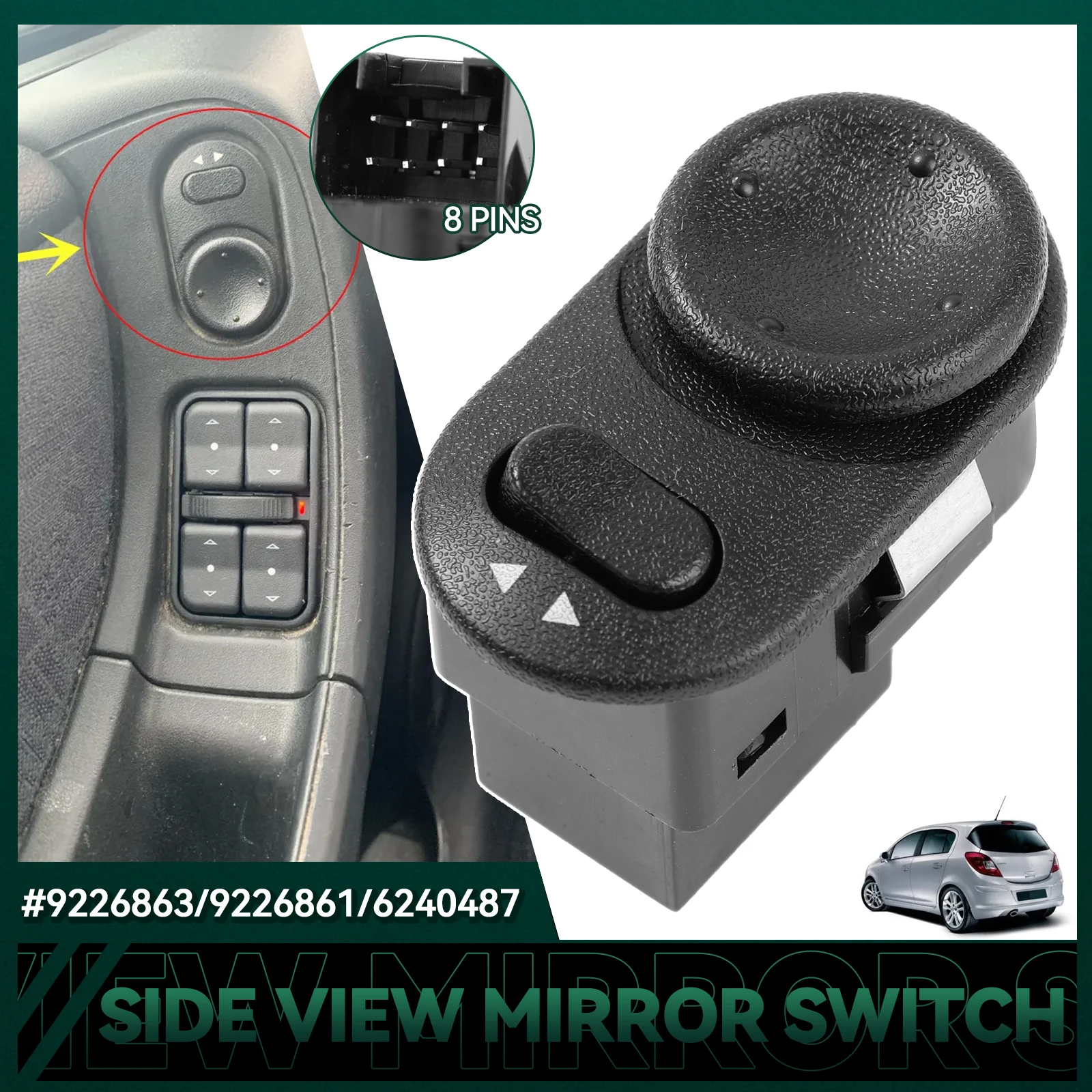 9226863   Para Vauxhall Opel Astra G Zafira A Corsa Vectra Meriva espejo retrovisor lateral interruptor ajustar perilla de Control 9226861 6240487
