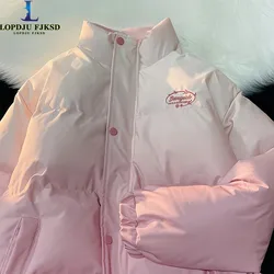 Chaqueta de plumón con letra bordada para mujer y hombre, abrigo de algodón, Parkas informales, ropa femenina, alta calidad, nuevo, Invierno