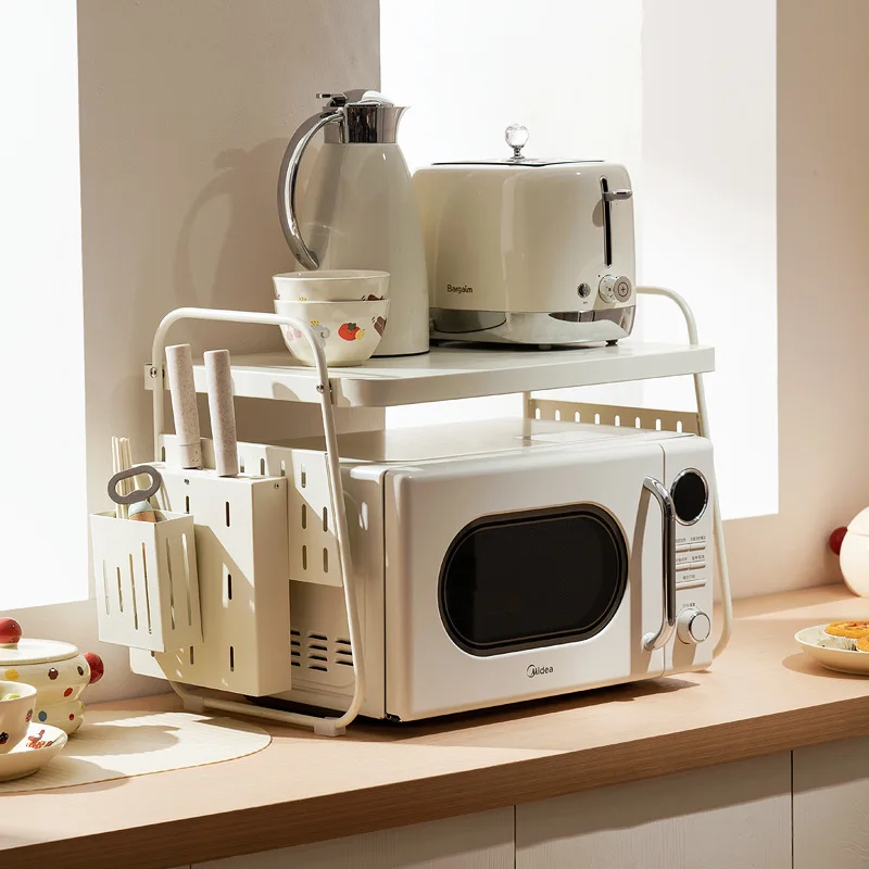 Thickened Carbon Steel Kitchen Appliance Stand Multi-Tier Microwave & Oven Rack with Pegboard Electric Cooker Organizer