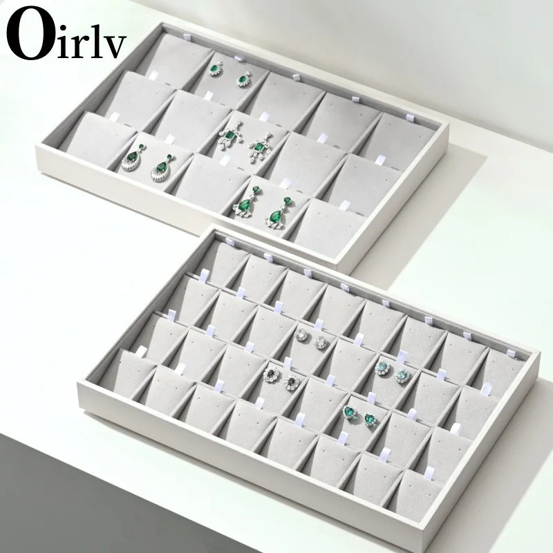 Oirlv Soft Velvet Stackable Jewelry Tray Case Jewelry Display Storage Box Portable Ring Earrings Necklace Organizer Box Jewelry