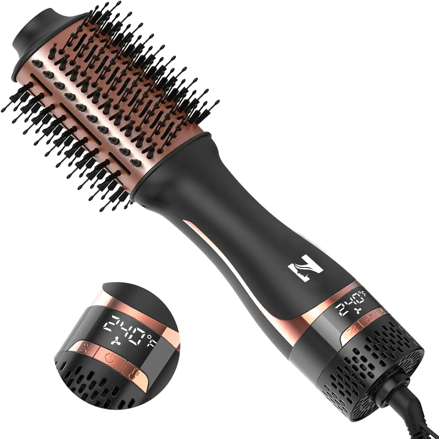 

Blow Dryer Brush for Fast Styling, One Step Hair Dryer Brush with Display Screen, Oval Ceramic Barrel, Negative Ion, Less Frizz, More Shine