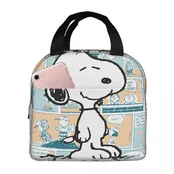 Peanuts Snoopy Comic Pattern Lunch Bag For Child Lunch Box Retro Picnic Cooler Bag Portable Oxford Tote Food Bags