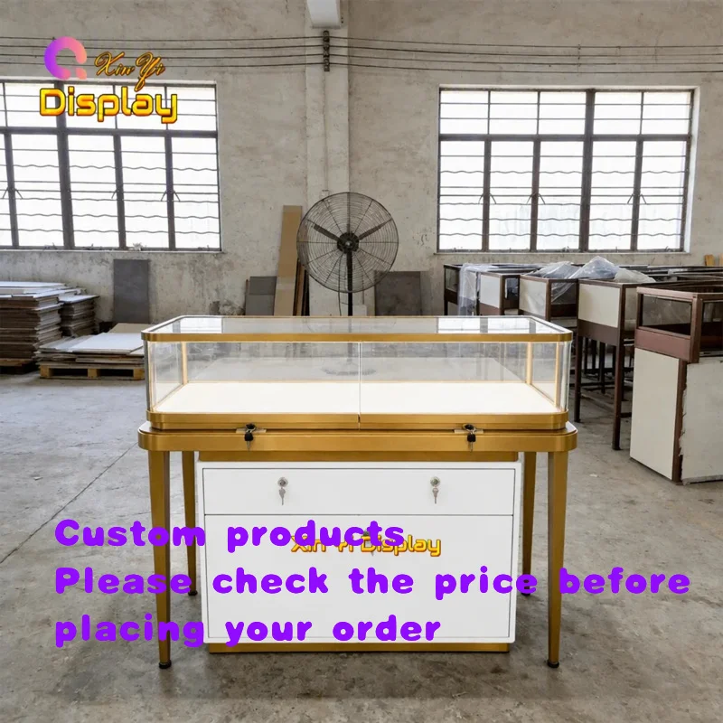 custom.Factory Jewellery Counter Full LED Glass Heavy Duty Eco-Friendly Display Cabinet Retail Showro
